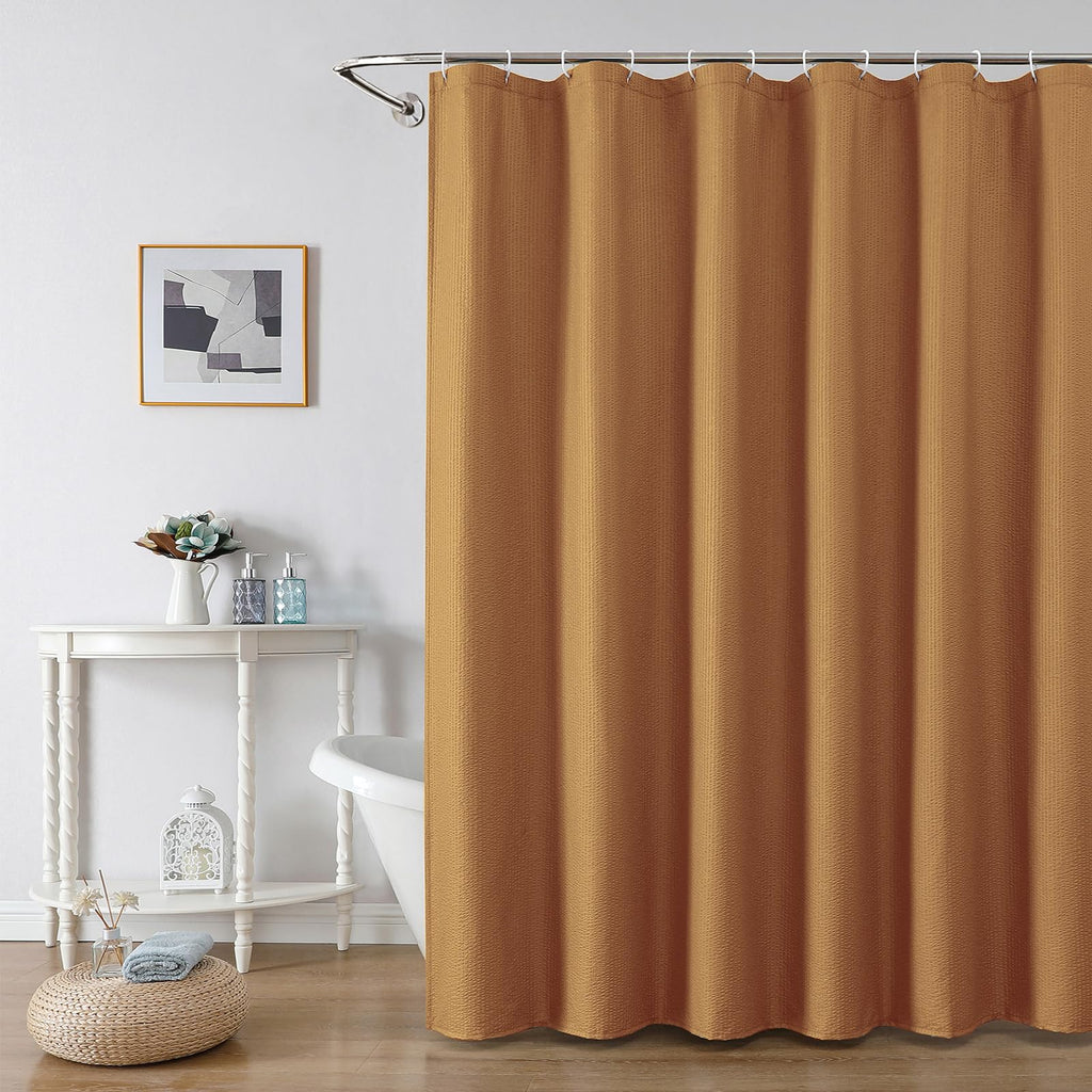 OWENIE White Shower Curtain for Bathroom 84 Inches Extra Long, Elegant 3D Embossed Textured Cloth Waffle Shower Curtain, Modern Luxury Hotel Style, Water Repellent, Machine Washable, 72X84, White