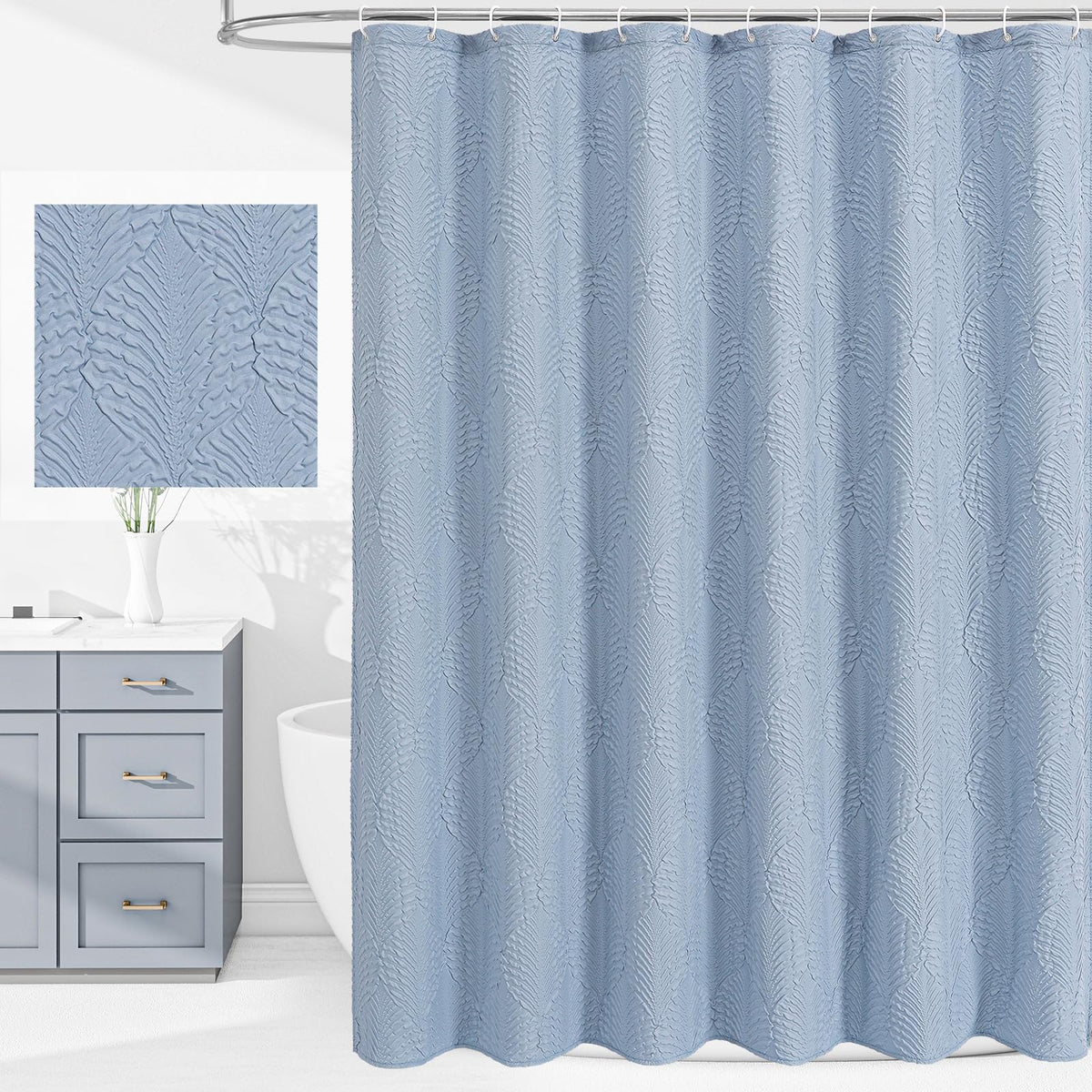 Gibelle Fog Blue Shower Curtain for Bathroom, Farmhouse Bath Curtain 72x72