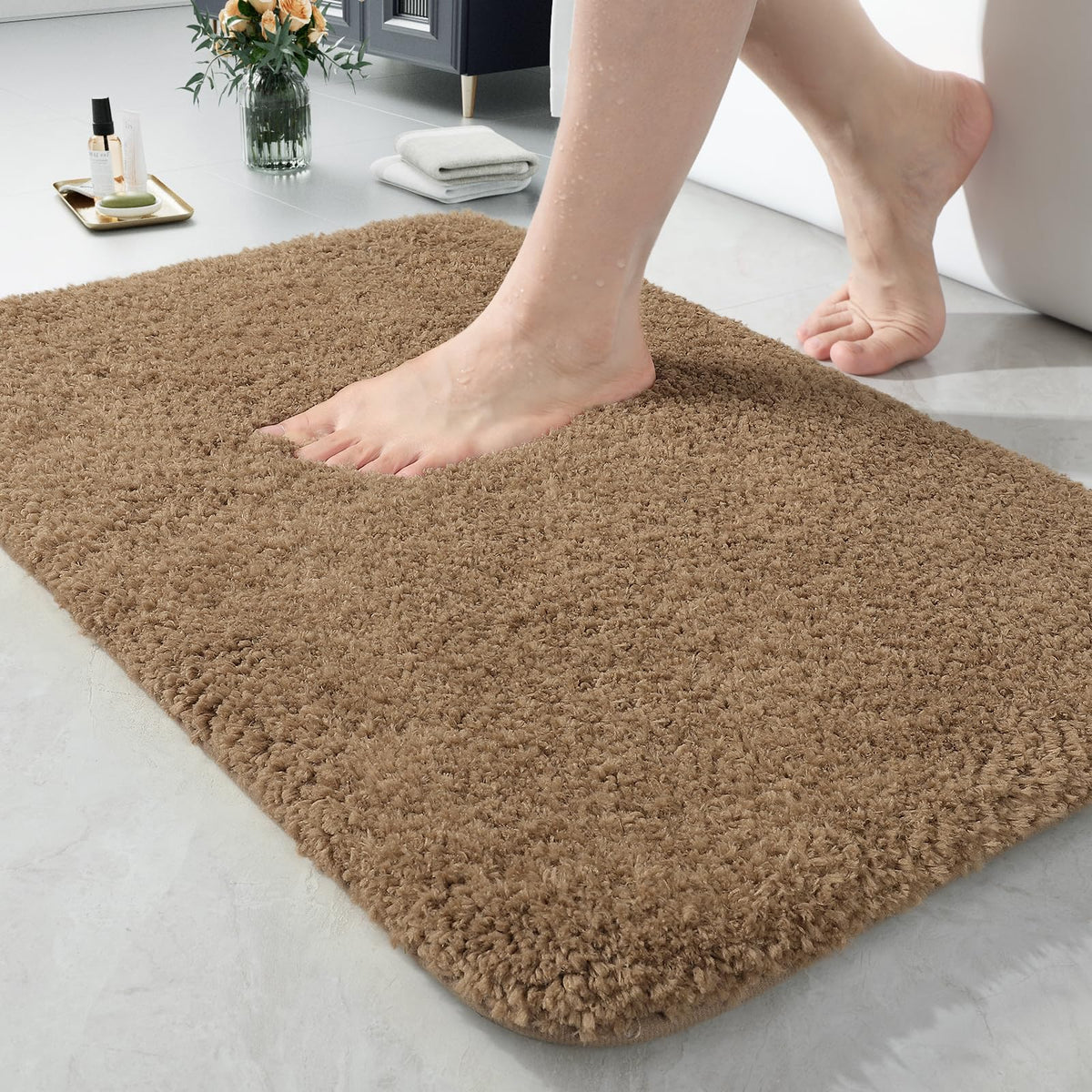 LOCHAS Bathroom Rug Runner 24x60 Inch, Bath Rugs Non Slip, Grey