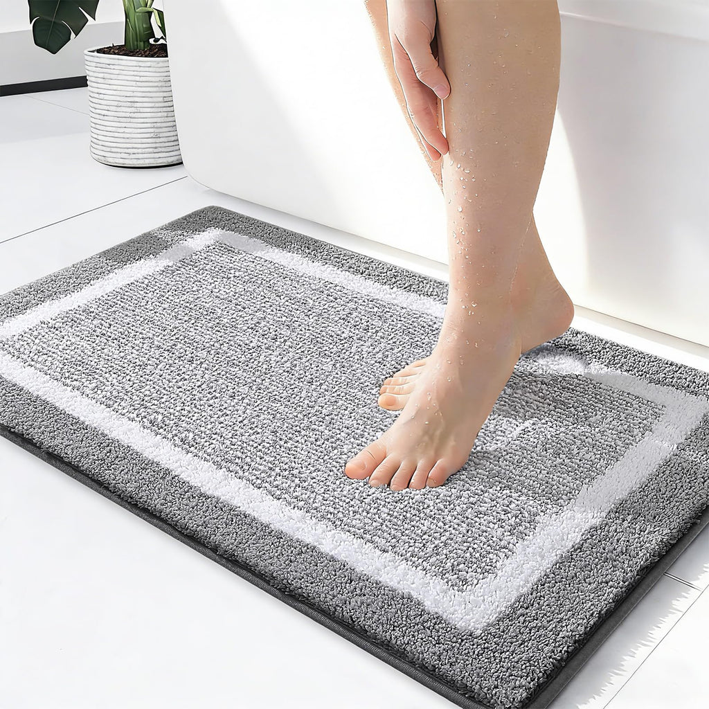 OLANLY Bathroom Rugs 36x24, Soft Absorbent Microfiber Bath Rugs, Grey