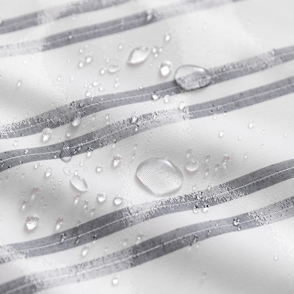 Amazon Basics Geometric Jacquard Fabric Shower Curtain for Bathroom, Lightweight, Water Repellent and Washable, 72" W x 72" L, Grey Striped