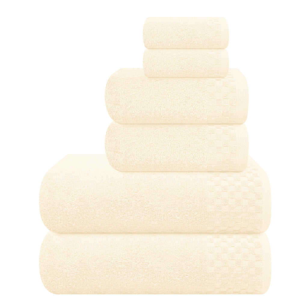 MyOwn Premium Cotton 6 Pack Towel Set for Bathroom, Contains 2 Bath Towels 28x55 inch, 2 Hand Towels 16x24 inch & 2 Wash Coths 12x12 inch, Ideal Everyday use, Compact & Lightweight - Black
