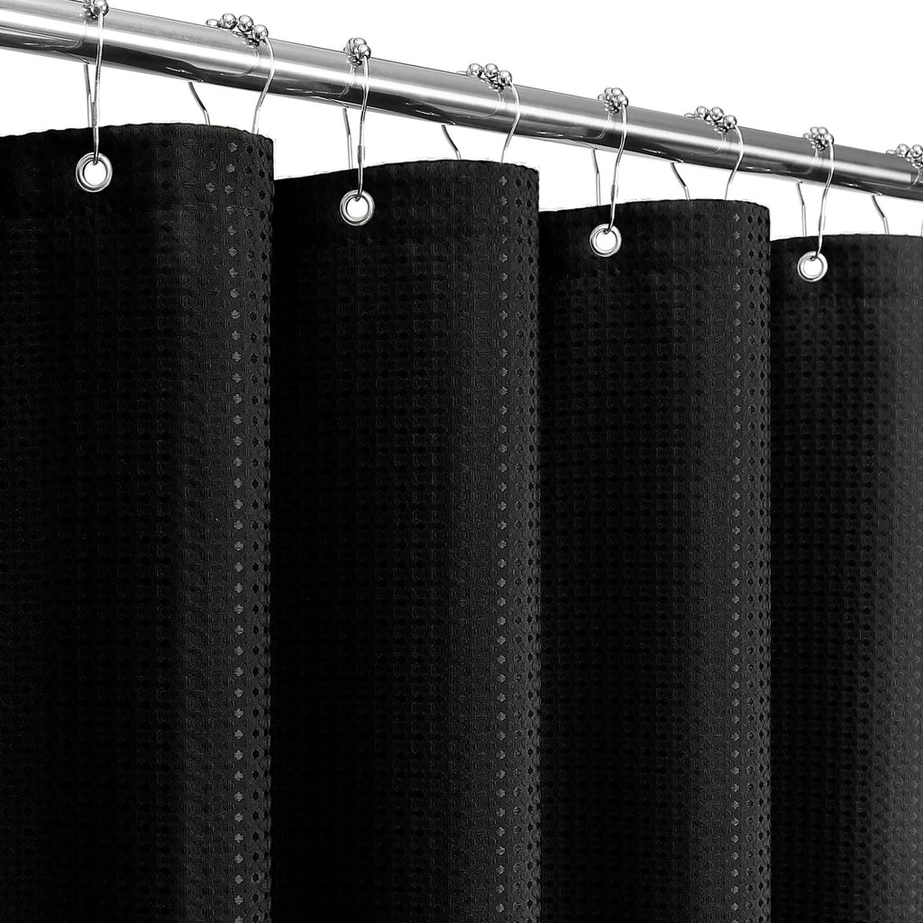 Gibelle Black Cloth-Textured Shower Curtain, Hotel Style, 72x72