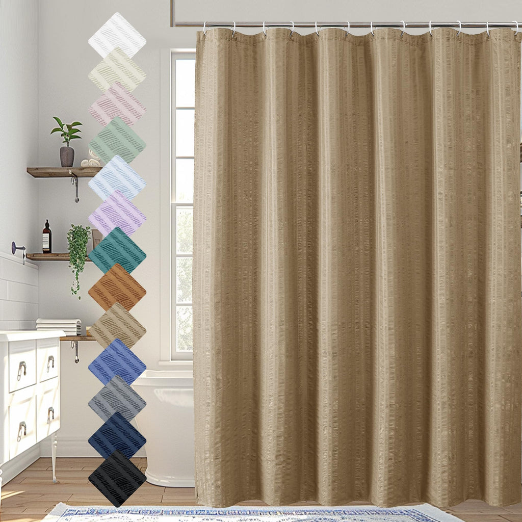 Aiyufeng Moga Navy Blue Fabric Shower Curtains for Bathroom - Blue Hotel Spa Polyester Cloth Bath Curtain with 12 Holes, 72x72, Machine Washable, Navy Blue