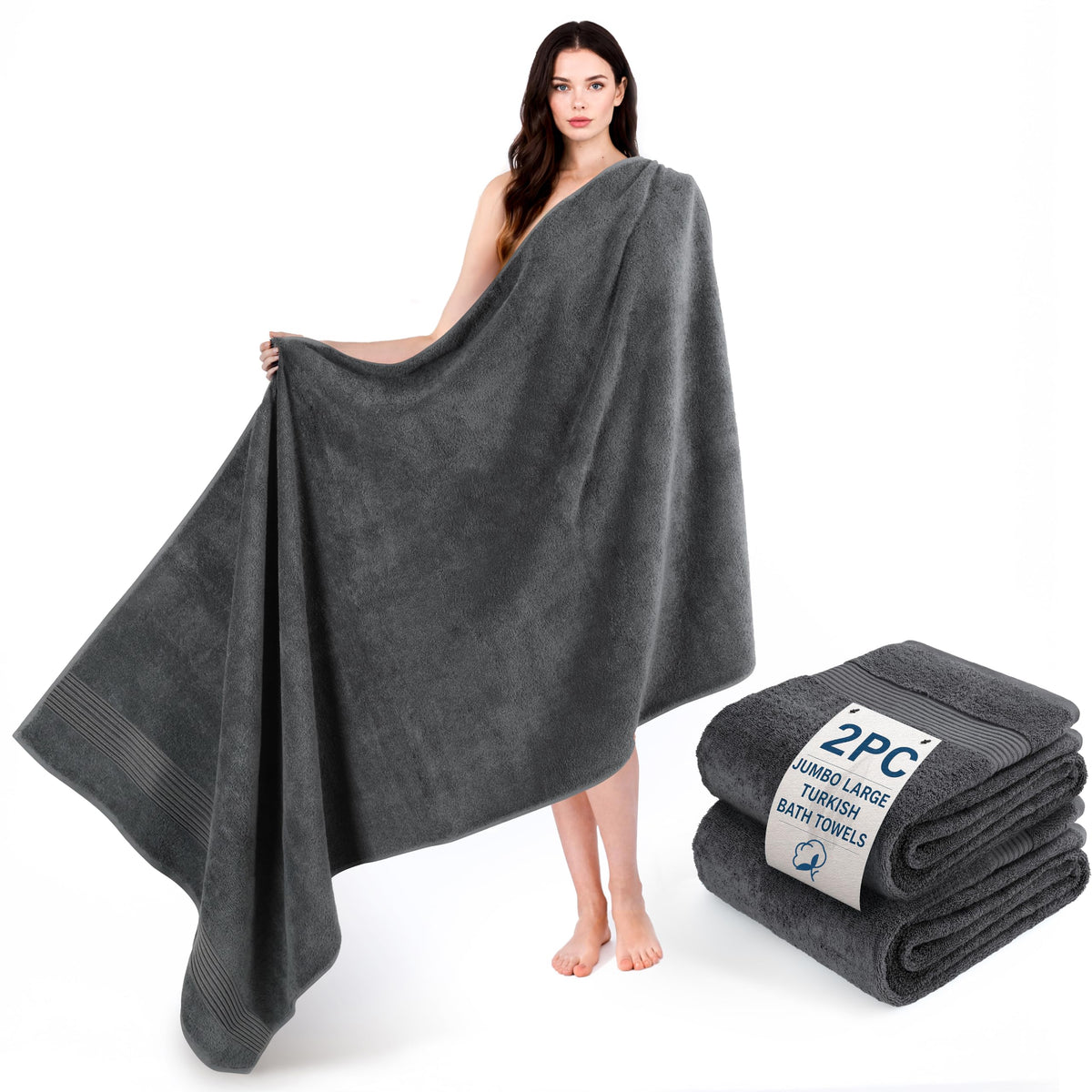 Cotton Paradise 100% Cotton Turkish Towel Set, Soft Absorbent Quick Dry, 6 Piece Towel Set, Navy Blue