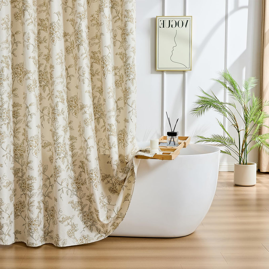 Warmstar Floral Shower Curtain for Bathroom Weighted Hem Water Repellent