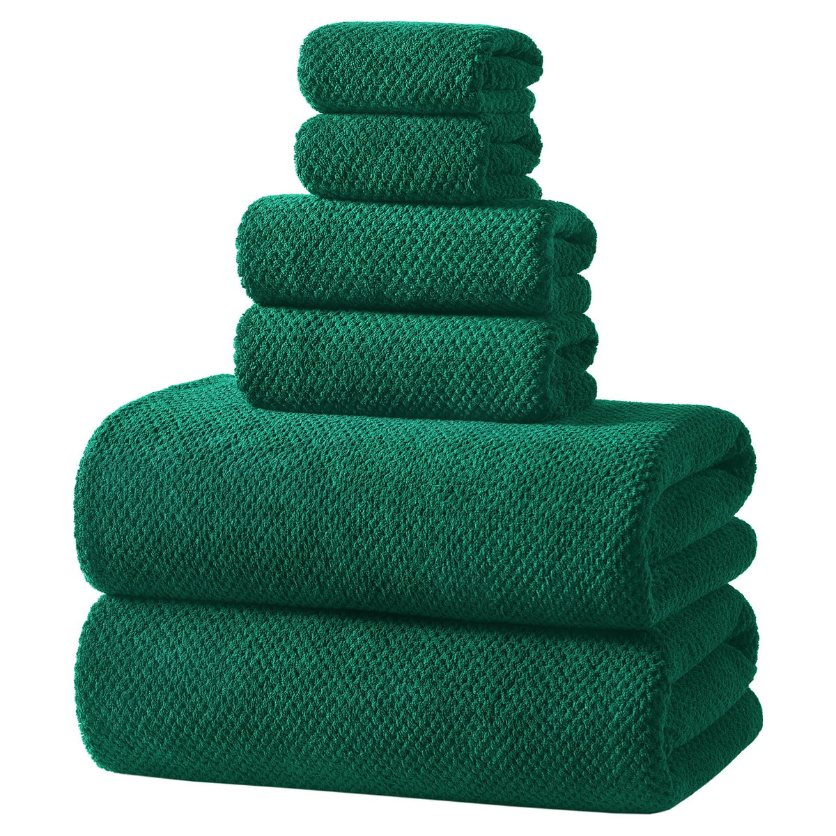 REDKISS 6-Piece Bath Towel Set - 2 Washcloths, 2 Hand Towels, 2 Bath Towels | Ultra-Fiber Coral Fleece, Super Absorbent, No Lint & No Fading | Perfect for Bathroom, Spa, Gym | Family -Olive Green