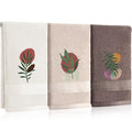 Hahafelt 3 Pack Boho Leaves Hand Towels for Bathroom, 100% Cotton
