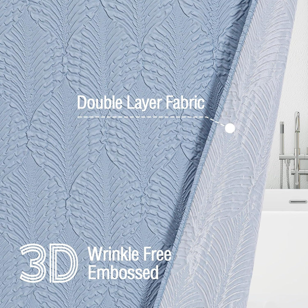 Gibelle Fog Blue Shower Curtain for Bathroom, Farmhouse Bath Curtain 72x72