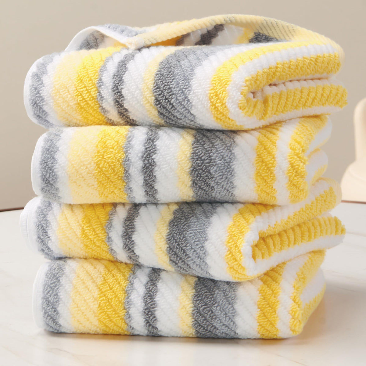 VOOVA & MOVAS Hand Towels, Cotton, Soft, Thick, 16x27 in, Tan Gray Beige