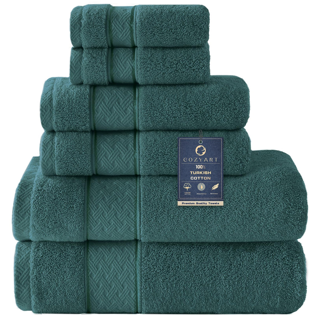 COZYART Bath Towel Set 6 PCS, Pink Luxury 100% Turkish Cotton 650GSM