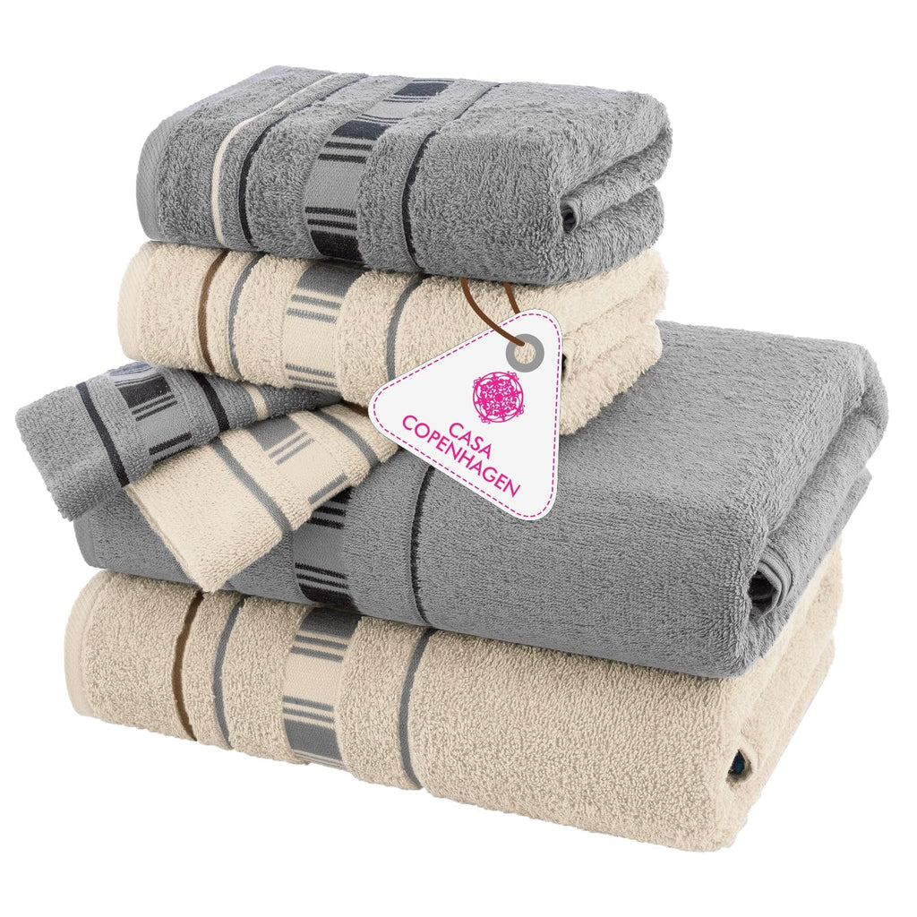 CASA COPENHAGEN 6pcs Bathroom Towel Gift Set, 600GSM, Dark Black