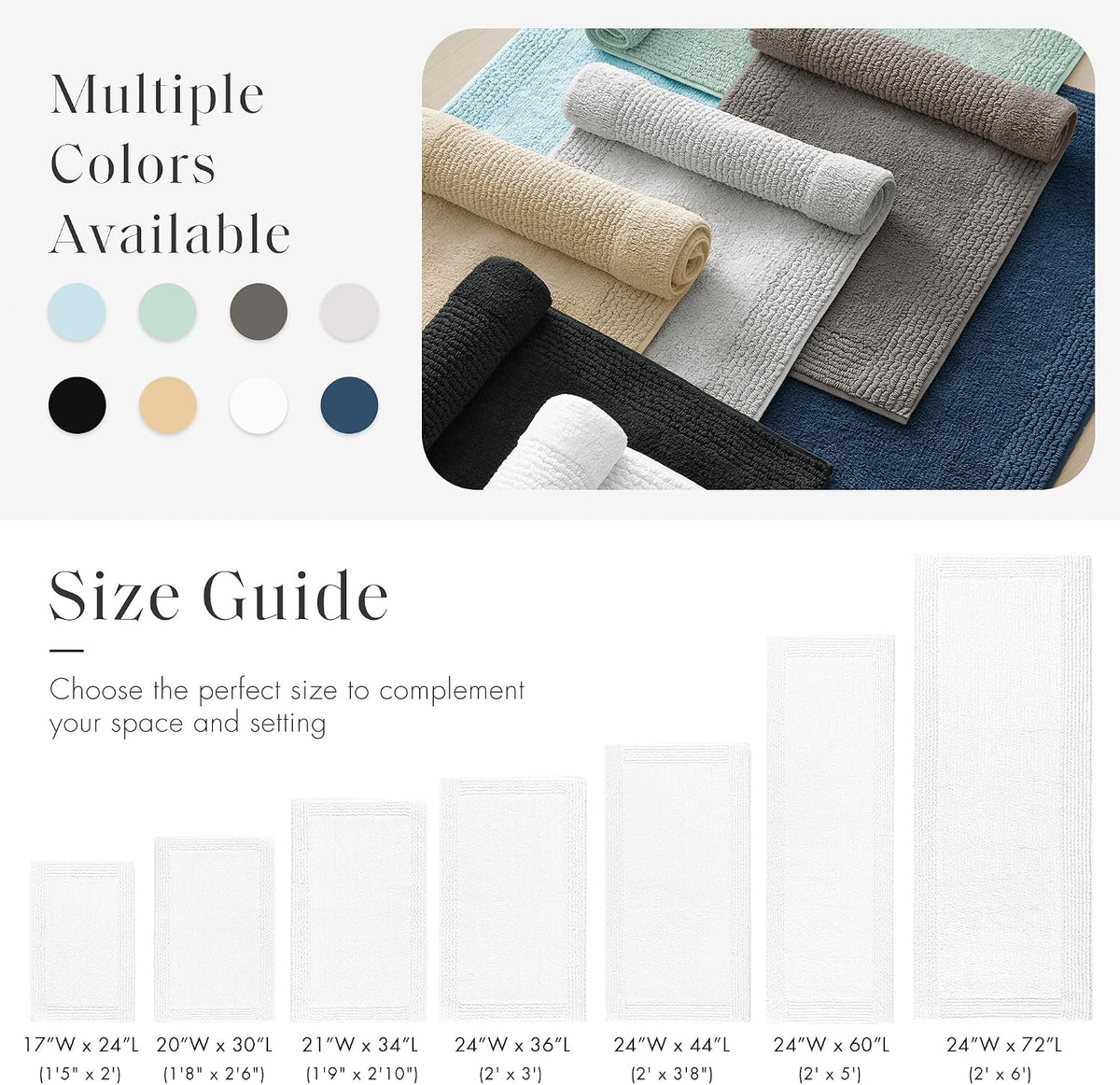 Madison Park Splendor Reversible 100% Cotton Bath Rug, 24 x 36, White