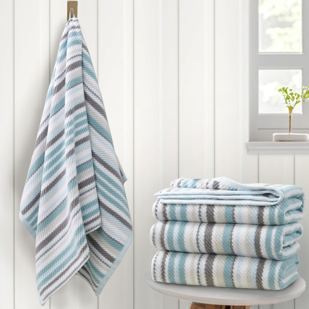 VOOVA & MOVAS Hand Towels, Cotton, Soft, Thick, 16x27 in, Tan Gray Beige