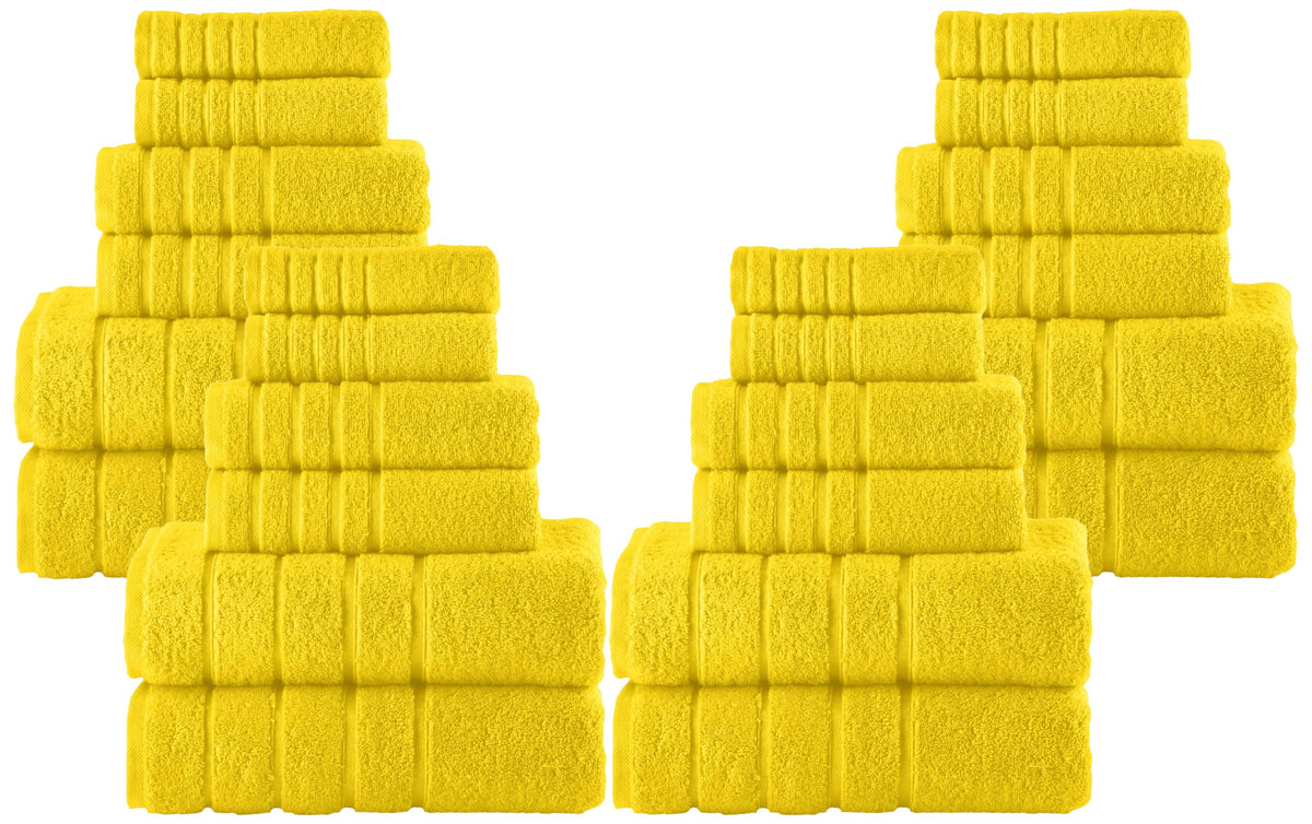 Elegant Comfort 4 Lines Viscose Stripe 6-Piece Premium Towel Set - 100% Turkish Cotton High Absorbent Luxury Bathroom Towels – Includes 2 Washcloths, 2 Hand Towels and 2 Bath Towels Set, Gold