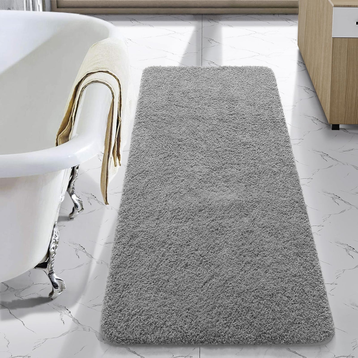 LOCHAS Bathroom Rug Runner 24x60 Inch, Bath Rugs Non Slip, Grey