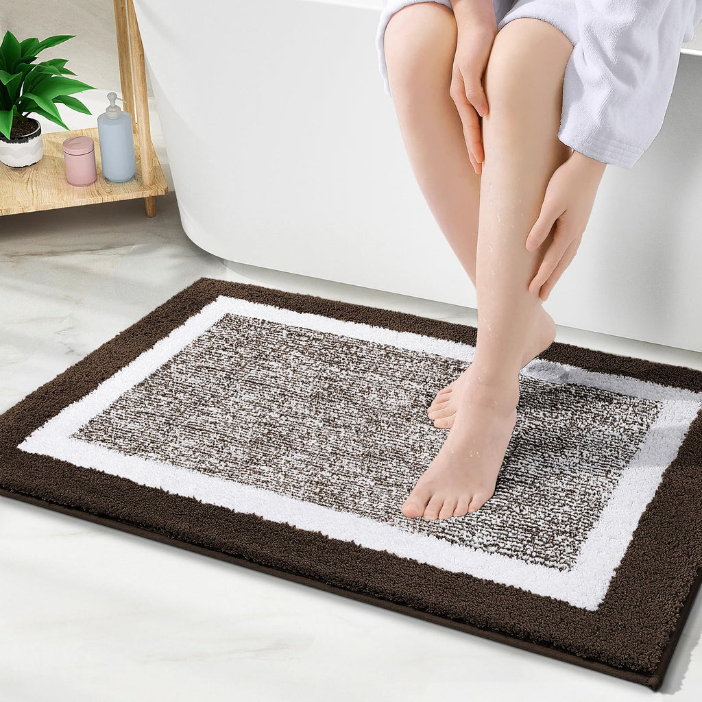 OLANLY Bathroom Rugs 36x24, Soft Absorbent Microfiber Bath Rugs, Grey