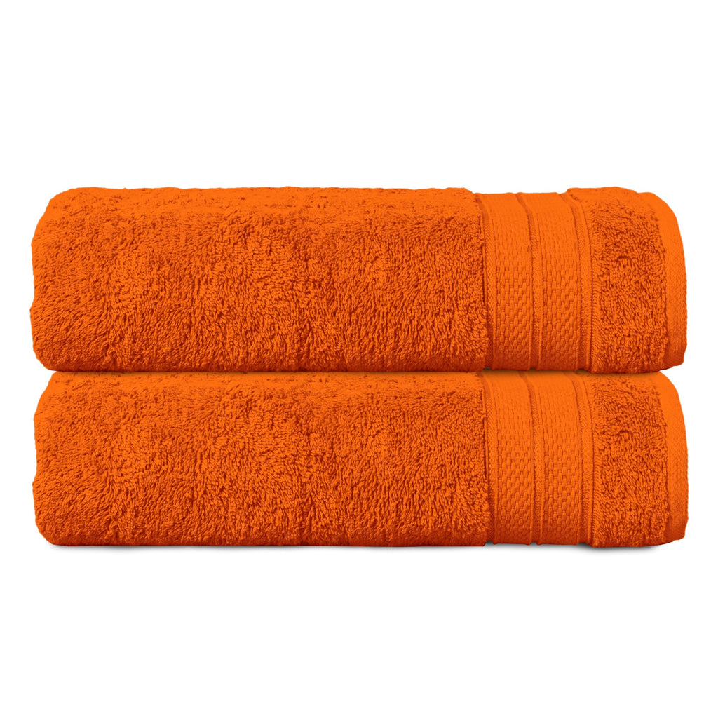 Elegant Comfort Luxury 6-Piece Towel Set, Premium Soft 100% Turkish Cotton, Three Line Popcorn Design 2 Bath Towels, 2 Hand Towels and 2 Washcloths Towel Set-Quick-Drying and Absorbent, Vibrant Orange