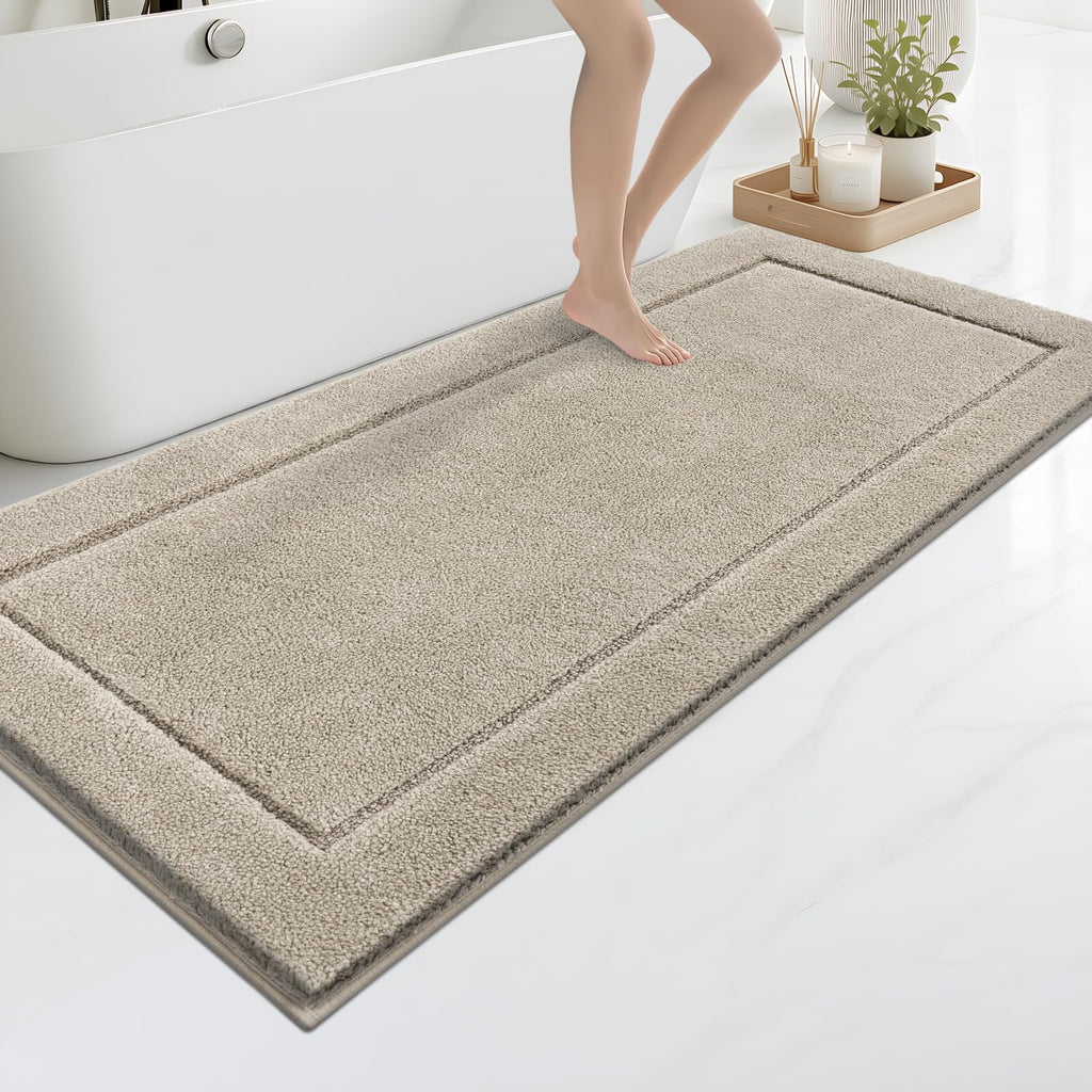 anllugs Bathroom Rugs, Non-Slip Bath Runner Rugs, 30" x 84", Beige