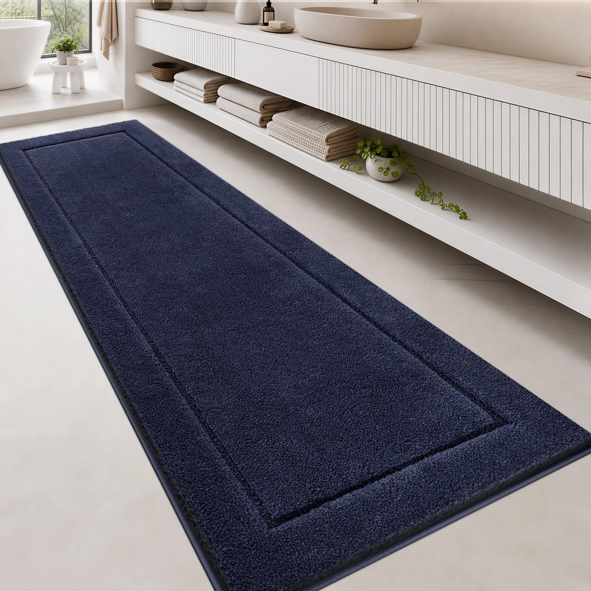 anllugs Bathroom Rugs, Non-Slip Bath Runner Rugs, 30" x 84", Beige