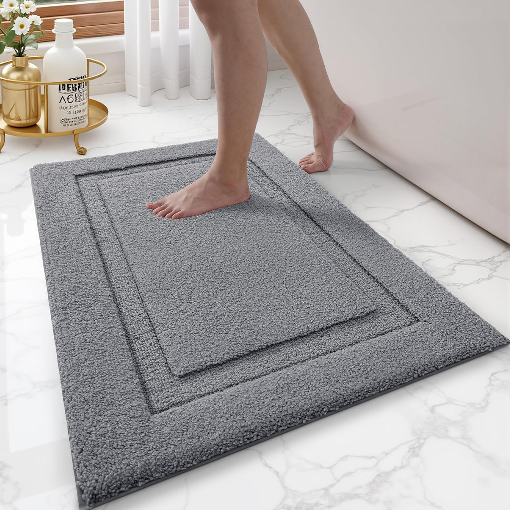 LUMI Ultra Soft Bathroom Rugs Absorbent, Non Slip Bath Mat 24x36, White