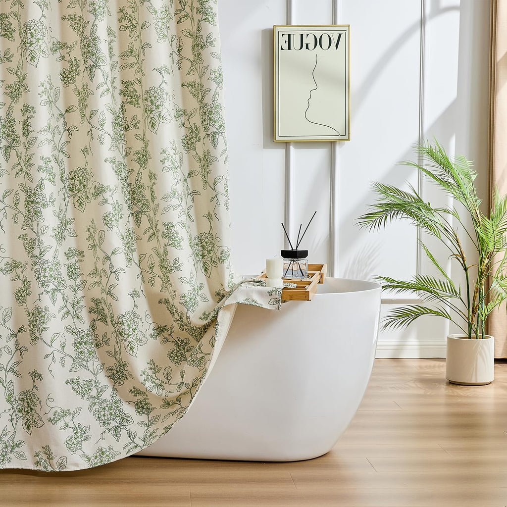 Warmstar Floral Shower Curtain for Bathroom Weighted Hem Water Repellent