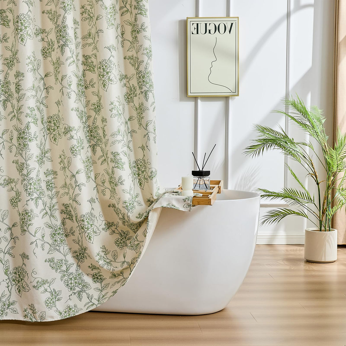 Warmstar Floral Shower Curtain for Bathroom Weighted Hem Water Repellent