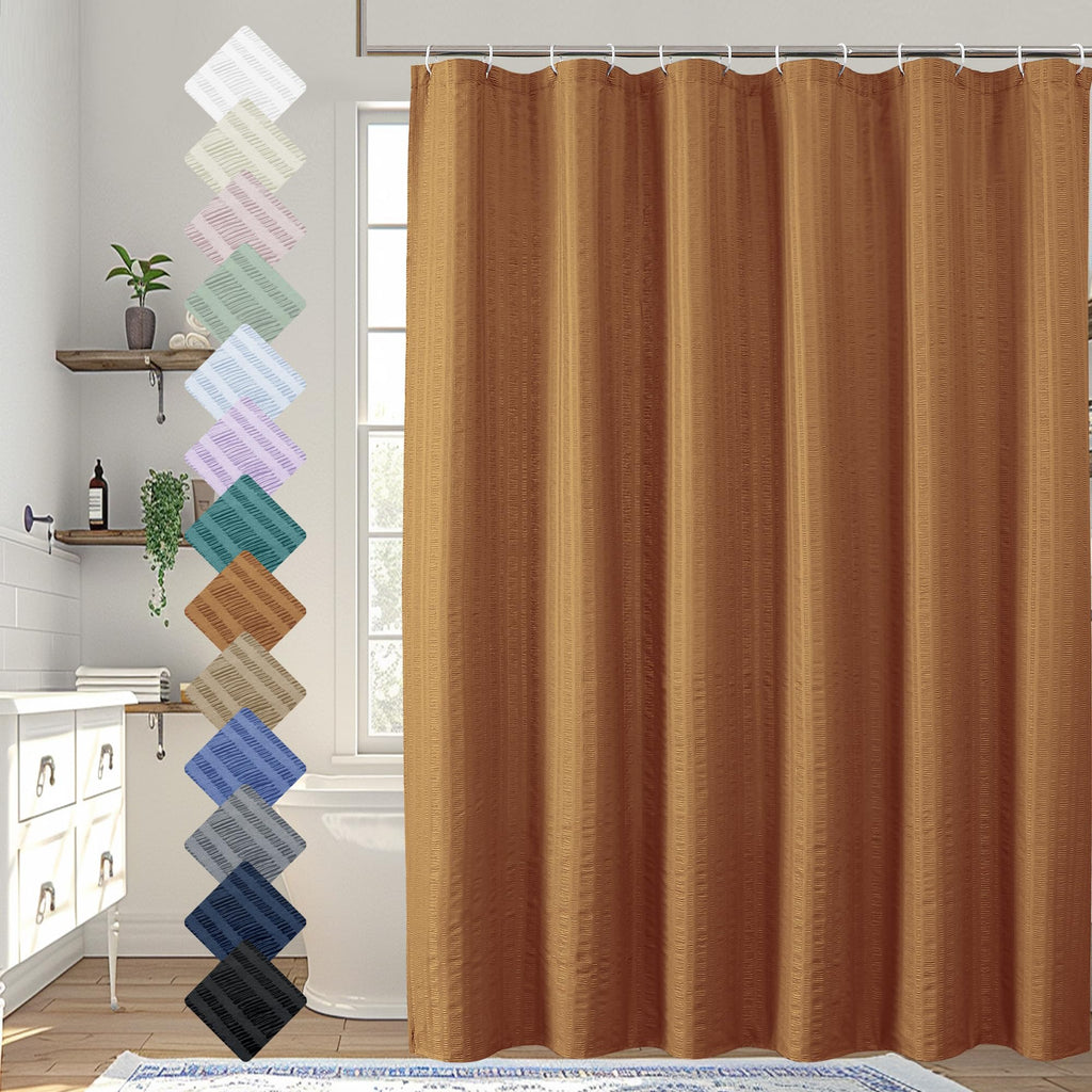 Aiyufeng Moga Navy Blue Fabric Shower Curtains for Bathroom - Blue Hotel Spa Polyester Cloth Bath Curtain with 12 Holes, 72x72, Machine Washable, Navy Blue