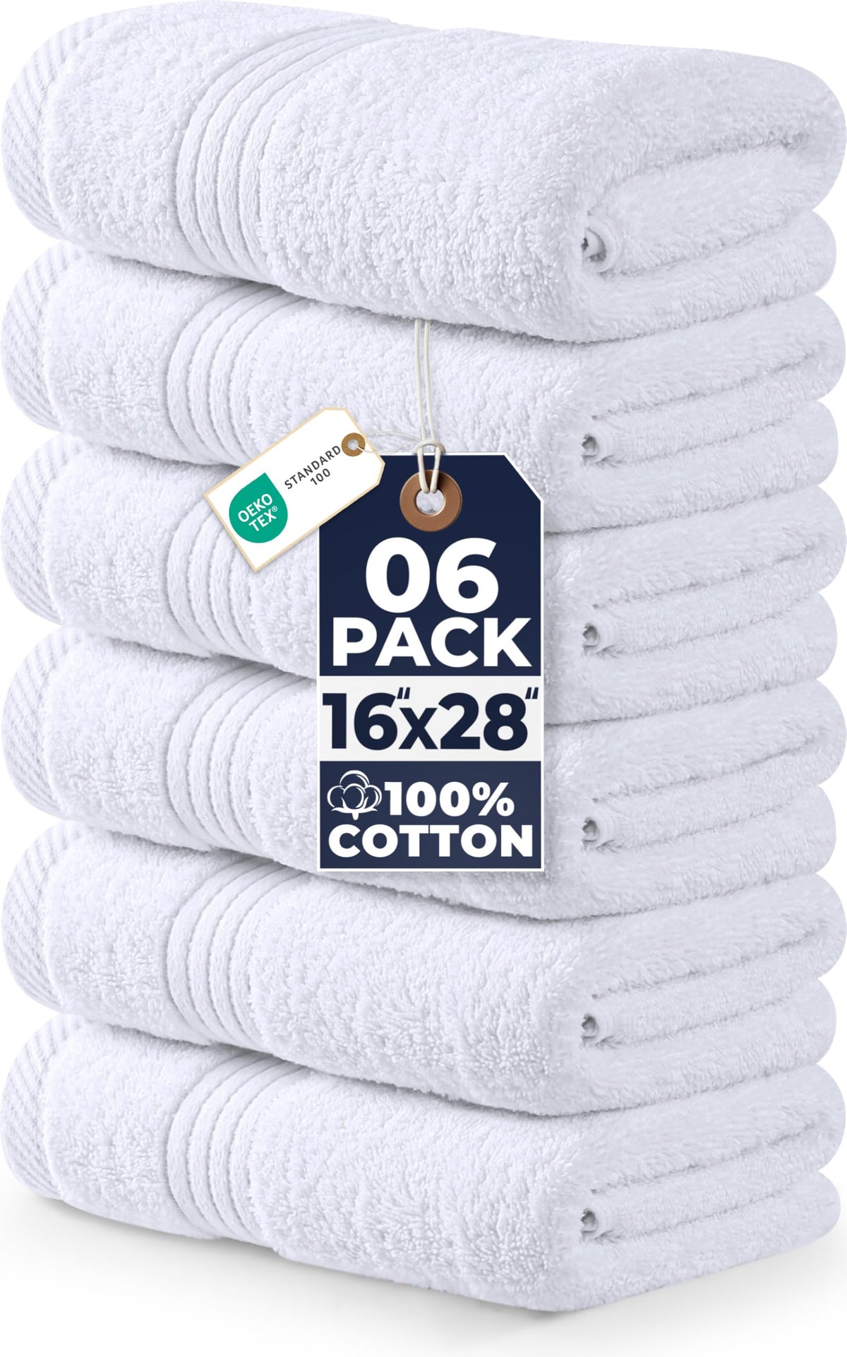Utopia Towels 6 Piece Hand Towels Set, 16x28 in, 100% Cotton, Turquoise