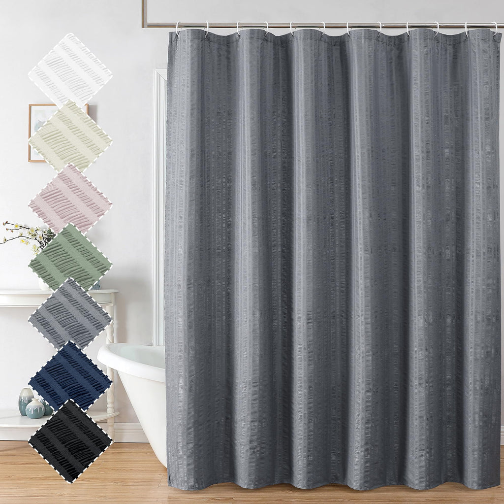 Aiyufeng Moga Navy Blue Fabric Shower Curtains for Bathroom - Blue Hotel Spa Polyester Cloth Bath Curtain with 12 Holes, 72x72, Machine Washable, Navy Blue