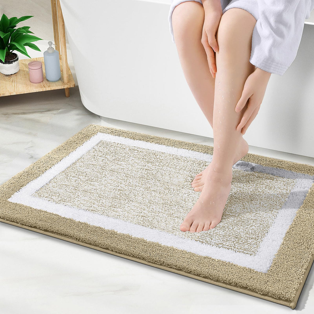 OLANLY Bathroom Rugs 36x24, Soft Absorbent Microfiber Bath Rugs, Grey