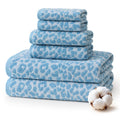 REDKISS Leopard Print Towel Set of 6,100% Cotton Bathroom Towels,Quick Dry & Absorbent,2 Bath Towel, 2 Hand Towel, 2 Washcloth-Pink