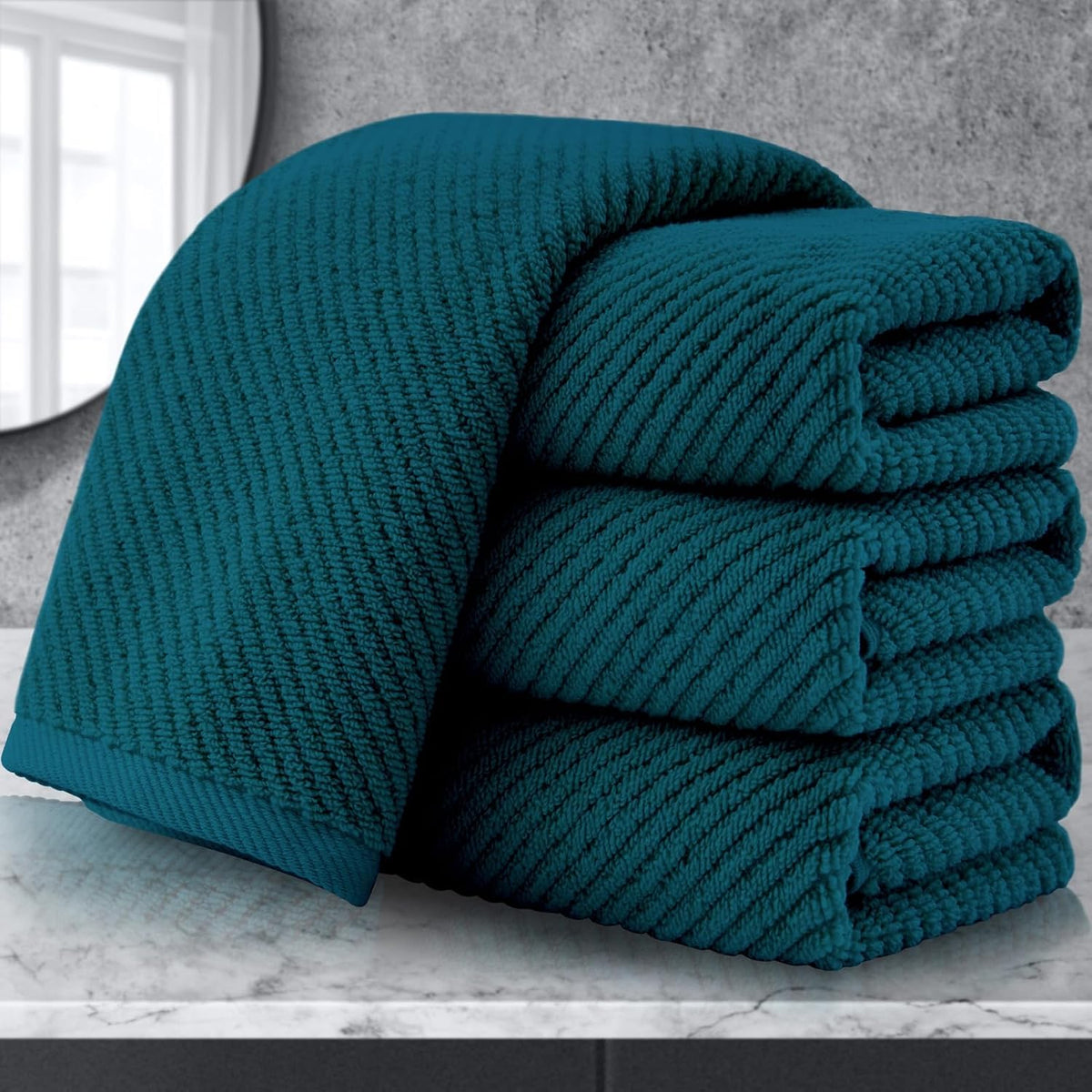 VOOVA & MOVAS Hand Towels for Barthroom, 18x28 in, Soft, Deep Turquoise