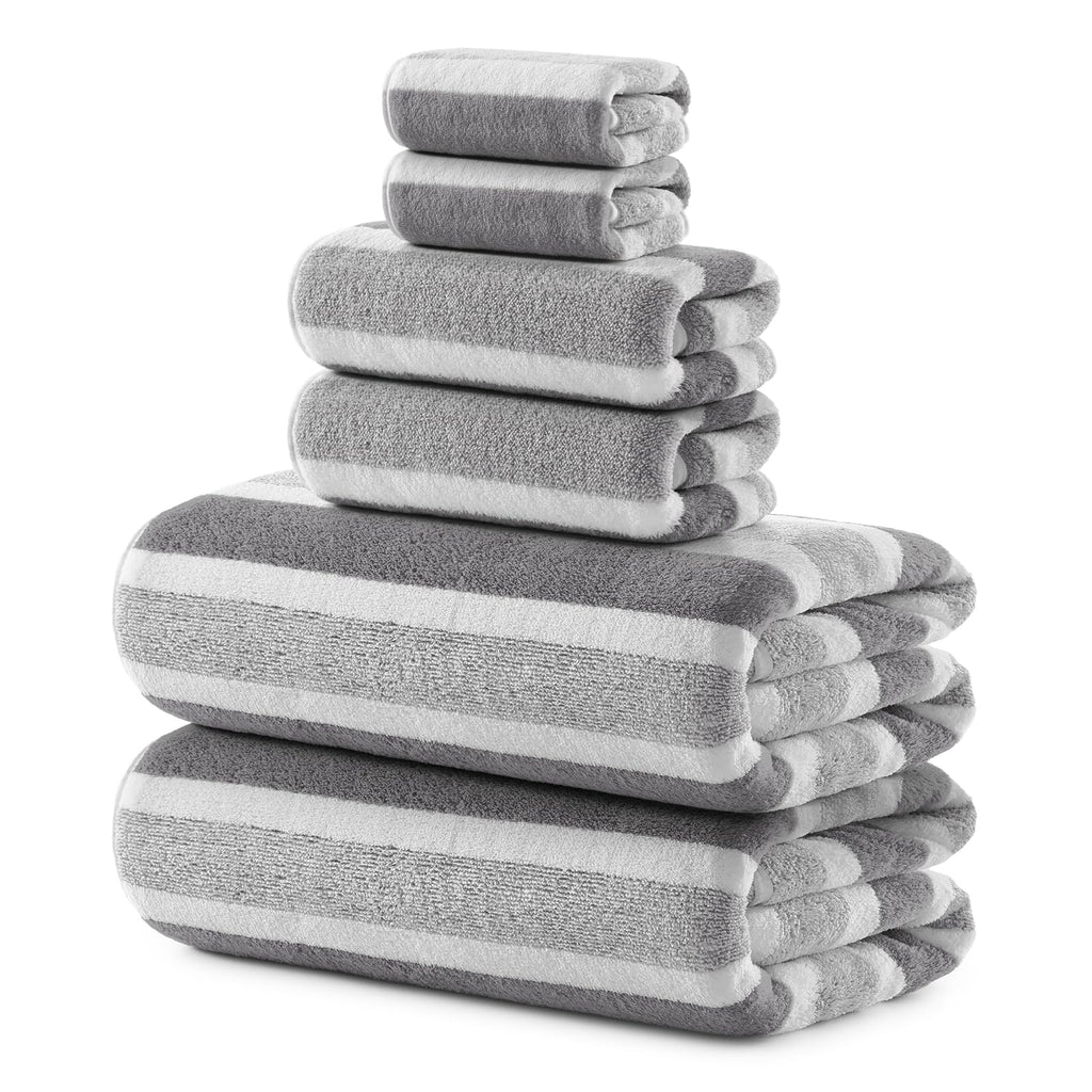 REDKISS 6-Piece Microfiber Bath Towel Set, Ultra Soft, Highly Absorbent & Quick Dry, 35x70 Inch Oversized, Gray Towels for Bathroom, Spa, Gym, 2 Bath 2 Hand 2 Washcloths