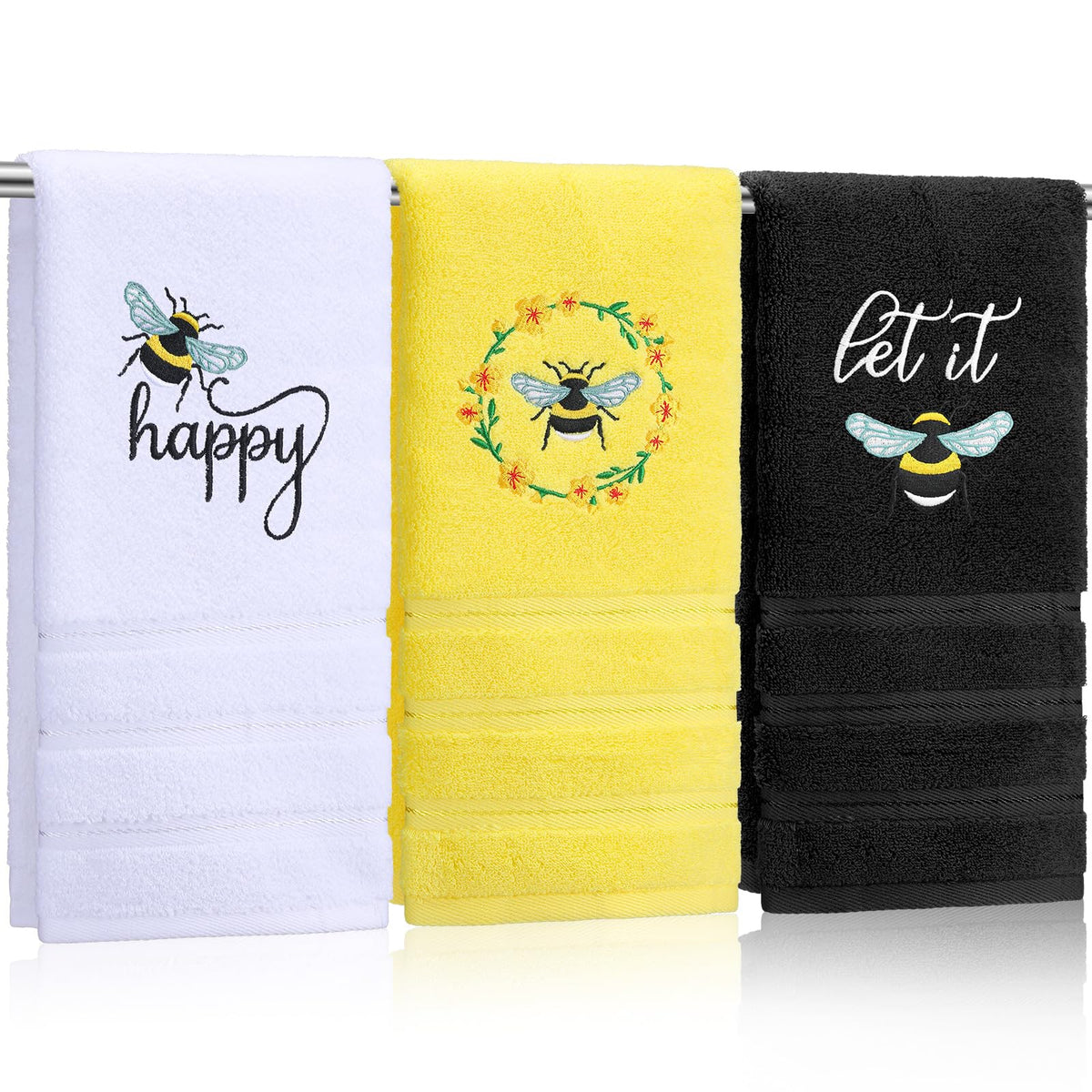 Tingjoo 3 Pcs Eucalyptus Leaves Hand Towels Farmhouse Fingertip Bath Towels