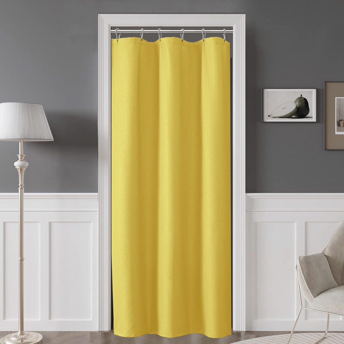OVZME Berry Cute Shower Curtain, Embossed Textured Fabric Shower Curtain for Bathroom - Soft Cloth & Hotel Spa Luxury, Water Repellent, Machine Washable Shower Curtain, 72X72, Lemon Yellow