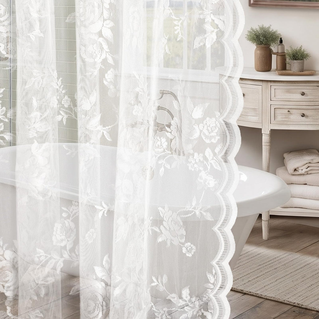 Irenare Black Lace Shower Curtain Victorian Floral Decor 72 x 72 Inch