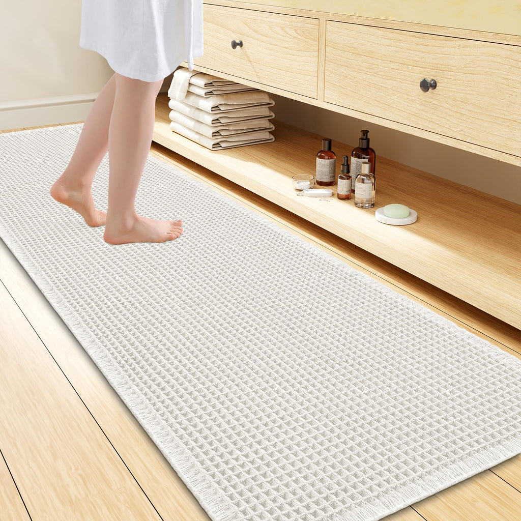 Smiry Waffle Bath Mat 30X20, Extra Soft Absorbent Bathroom Rugs, Brown