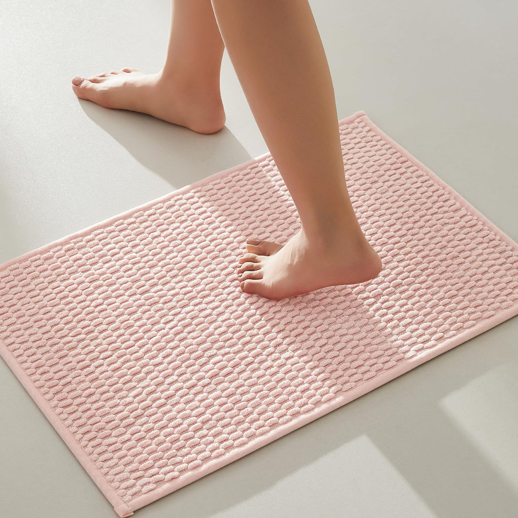 TYUU Bathroom Rugs Non Slip Washable, Super Absorbent Thin Bath Mat Small Quick Dry Low Pile Bathroom Rug, Dark Grey 16"x24"