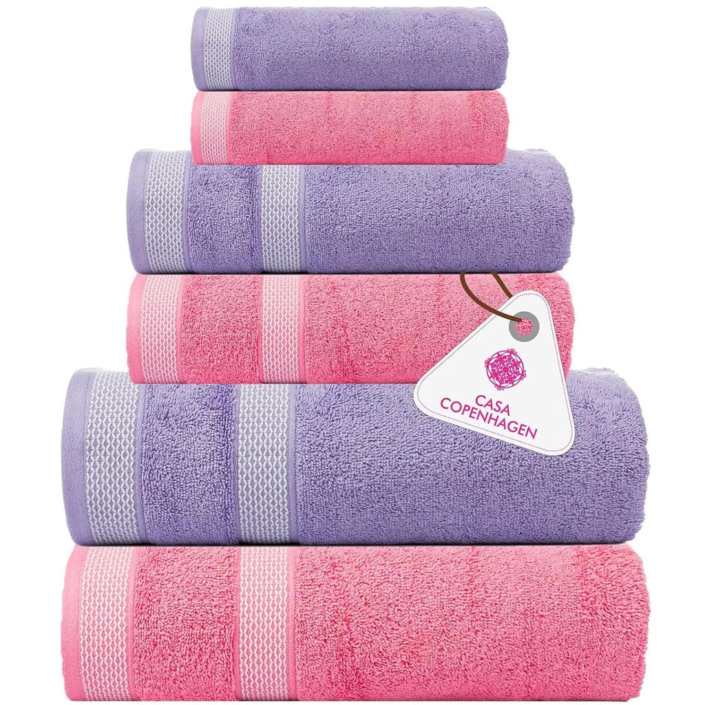 CASA COPENHAGEN 6pcs Bathroom Towel Gift Set, 600GSM, Dark Black