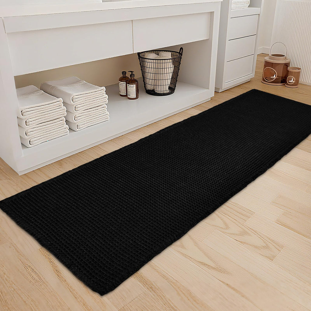 ZALL Waffle Bath Mat Boho Bathroom Mat Ultra Absorbent Non Slip 18x30 Tan