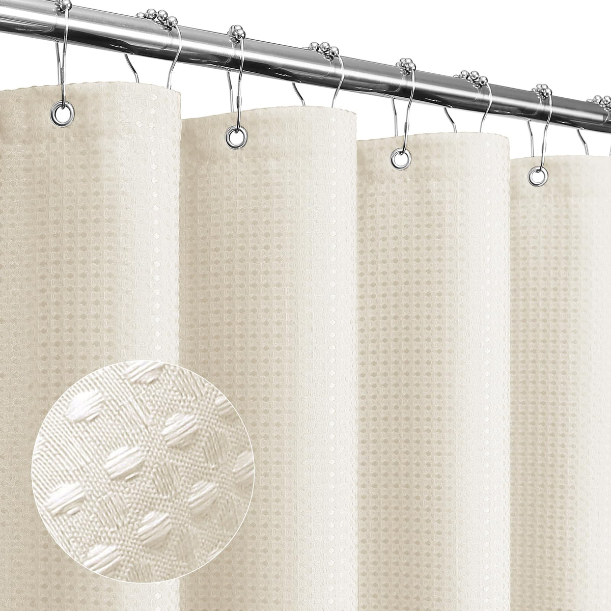 Gibelle Black Cloth-Textured Shower Curtain, Hotel Style, 72x72