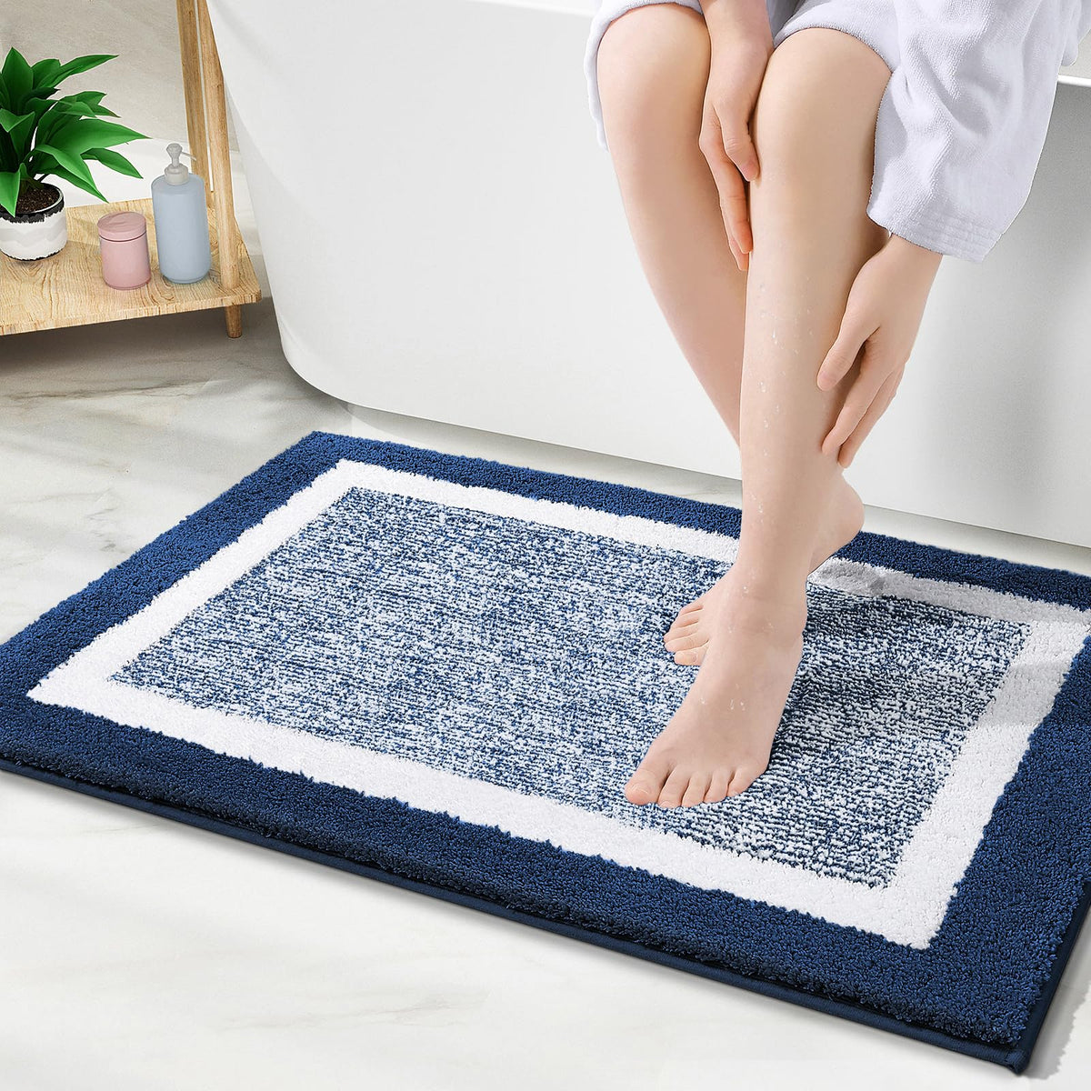 OLANLY Bathroom Rugs 36x24, Soft Absorbent Microfiber Bath Rugs, Grey