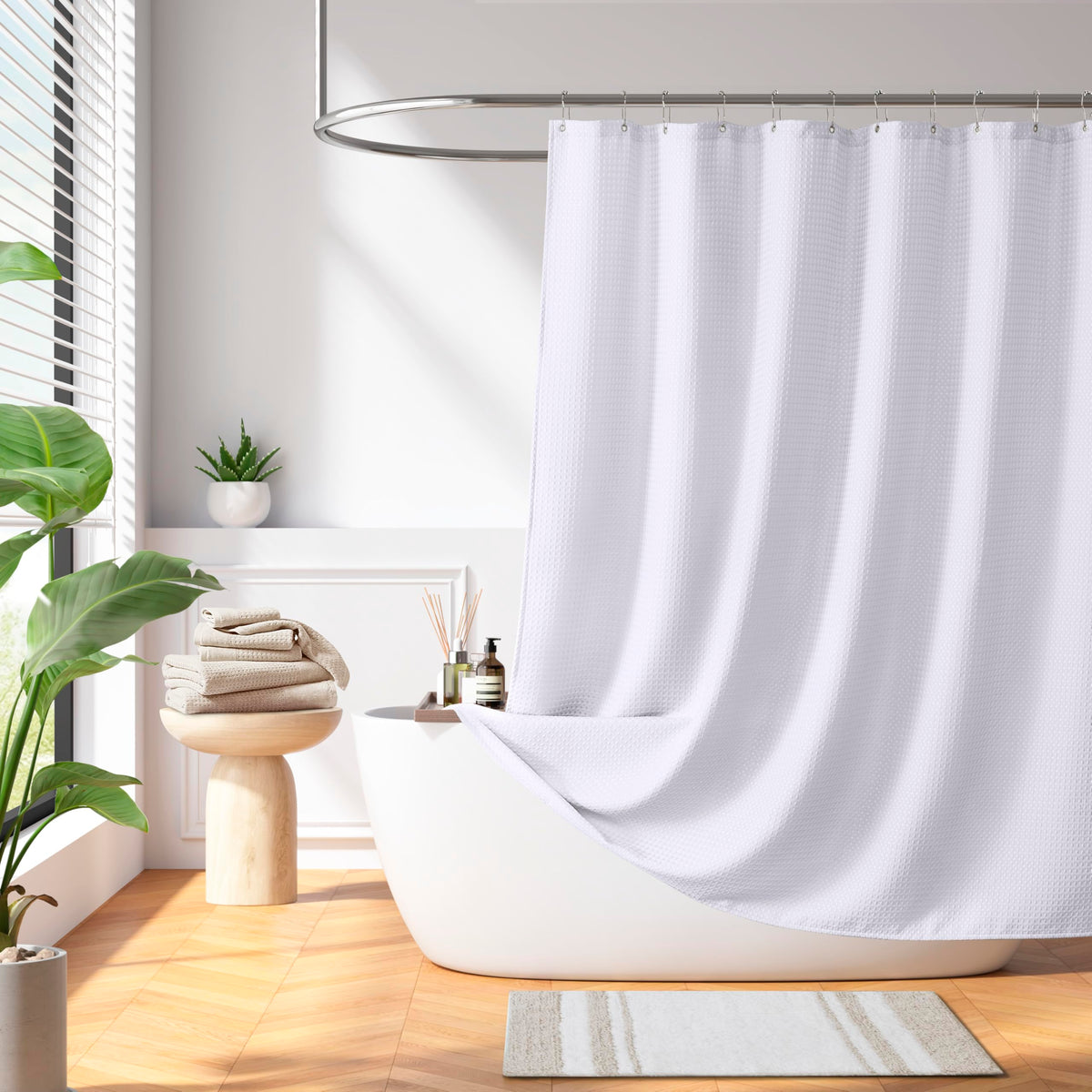 Madison Park Spa Waffle Shower Curtain for Bathroom, 72 x 72, Sage Green