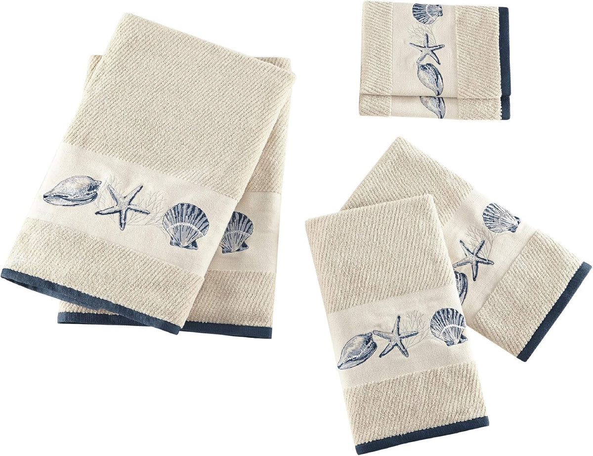 Madison Park Bayside Cotton Bath Towel Set Jacquard, 6 Piece, Blue