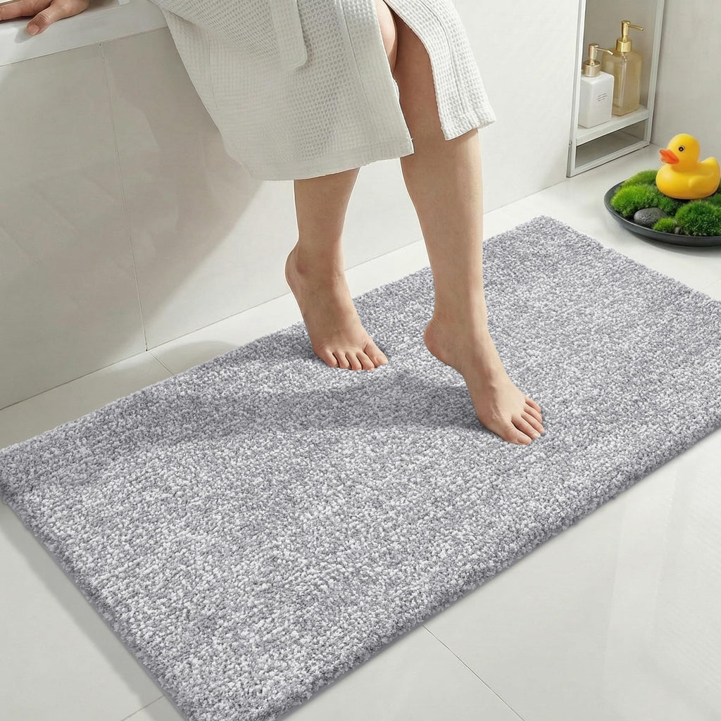 Yimobra Non Slip Machine Washable Bathroom Rug 32x20 Light Blue and White