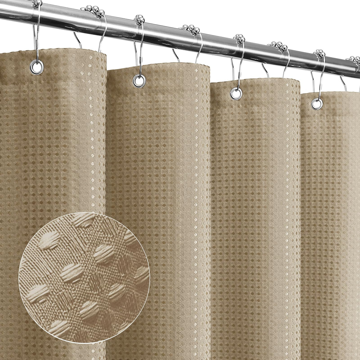 Gibelle Black Cloth-Textured Shower Curtain, Hotel Style, 72x72