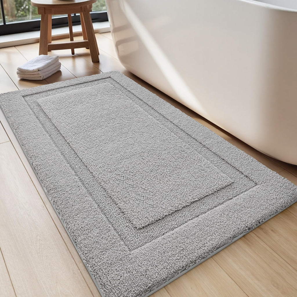 LUMI Ultra Soft Bathroom Rugs Absorbent, Non Slip Bath Mat 24x36, White