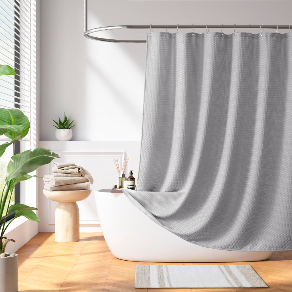 Madison Park Spa Waffle Shower Curtain for Bathroom, 72 x 72, Indigo Blue