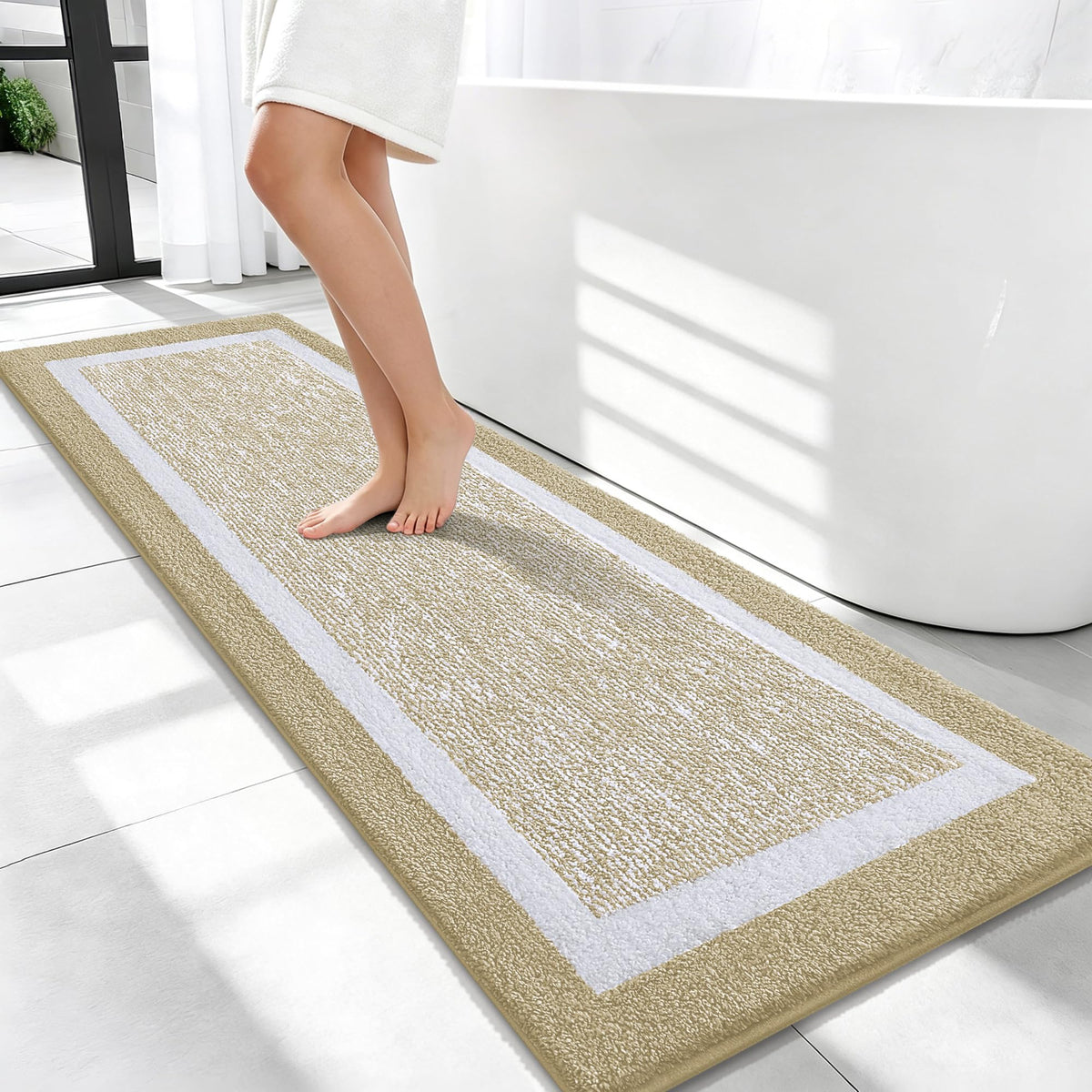 OLANLY Bathroom Rugs 36x24, Soft Absorbent Microfiber Bath Rugs, Grey